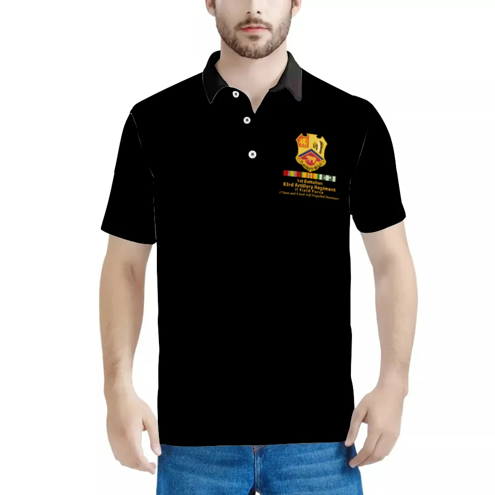 1st Bn 83rd Arty - II Field Force w VN SVC Ribbon - (AOP) POLO Neck Shirts - Thermal transfer
