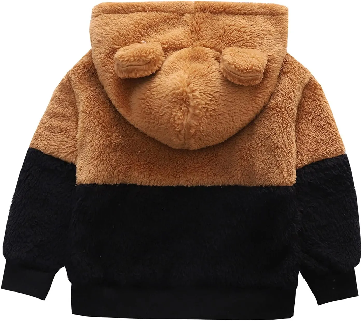 2-12Years Boys Girls Kids Hooded Jacket Fleece Hoodie Winter Warm Solid Color Coat Cute Bear Ear Thick Clothes (Brown-1, 3-4 Years)