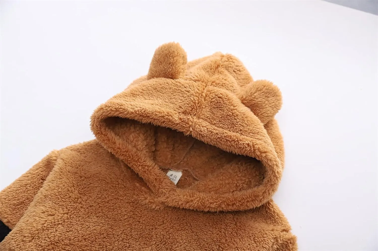 2-12Years Boys Girls Kids Hooded Jacket Fleece Hoodie Winter Warm Solid Color Coat Cute Bear Ear Thick Clothes (Brown-1, 3-4 Years)