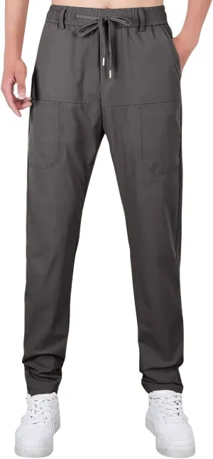 2025 Men's Casual Cargo Pants Elastic Waist Daily Waterproof Pants