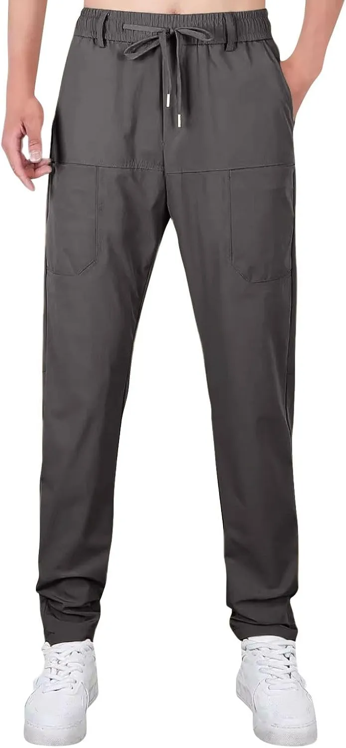 2025 Men's Casual Cargo Pants Elastic Waist Daily Waterproof Pants