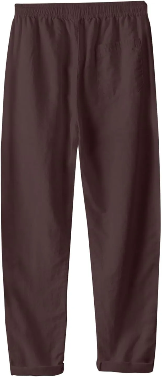 2025 Men's Loose Casual Straight Leg Pants Elasticated Linen Pants