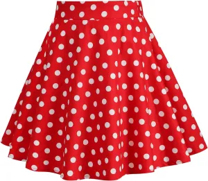 50s Skirts for Kids Polka Dot Swing Skirt Girls Stretch Waist Skater Skirts Vintage A-line Flare Skirts