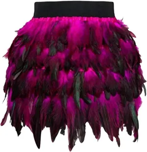 aihihe Womens Faux Feather A Line Mini Skirt Fashion Mid Waist Casual Skirt Halloween Party Feather Skirts