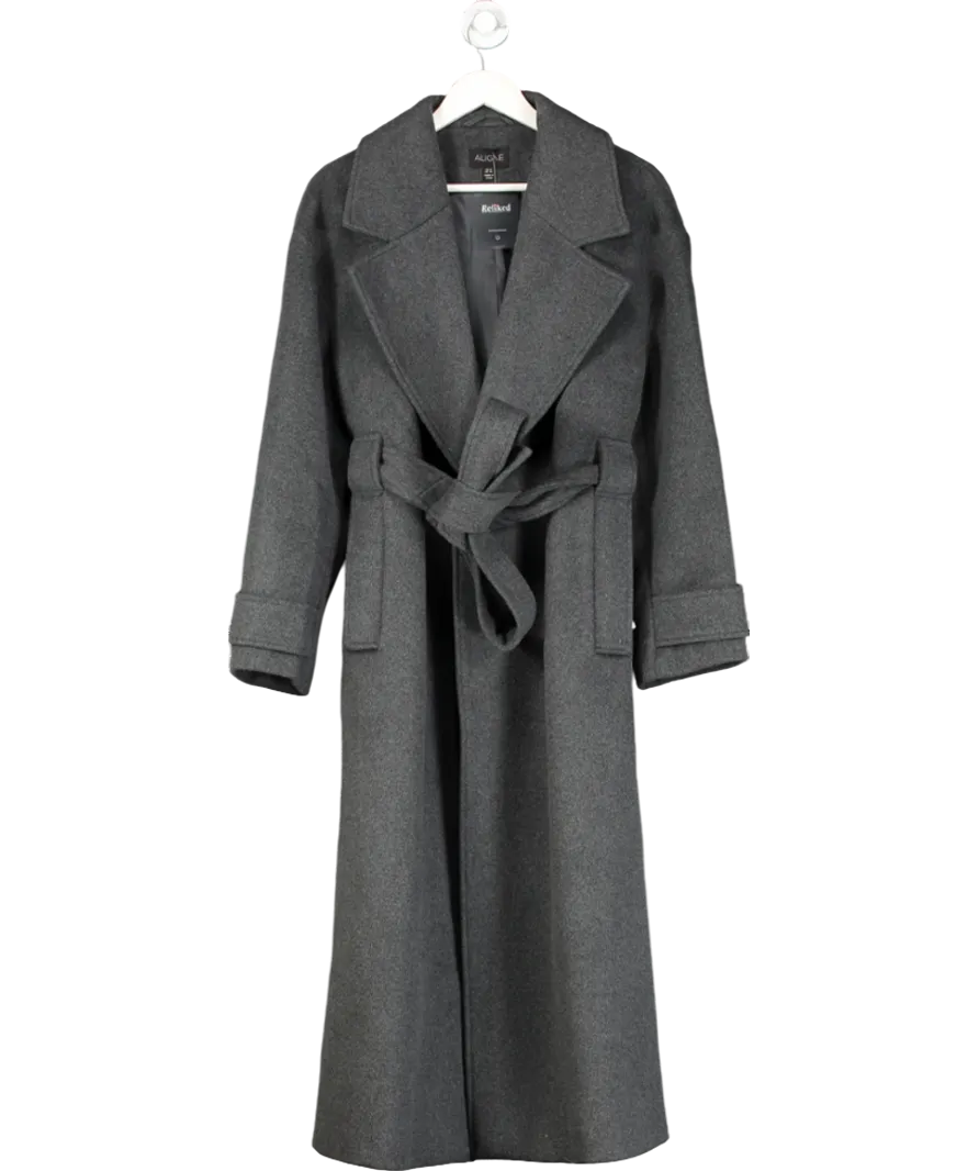 Aligne Grey Exaggerated Oversized Wrap Wool Coat UK 14