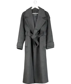 Aligne Grey Exaggerated Oversized Wrap Wool Coat UK 14