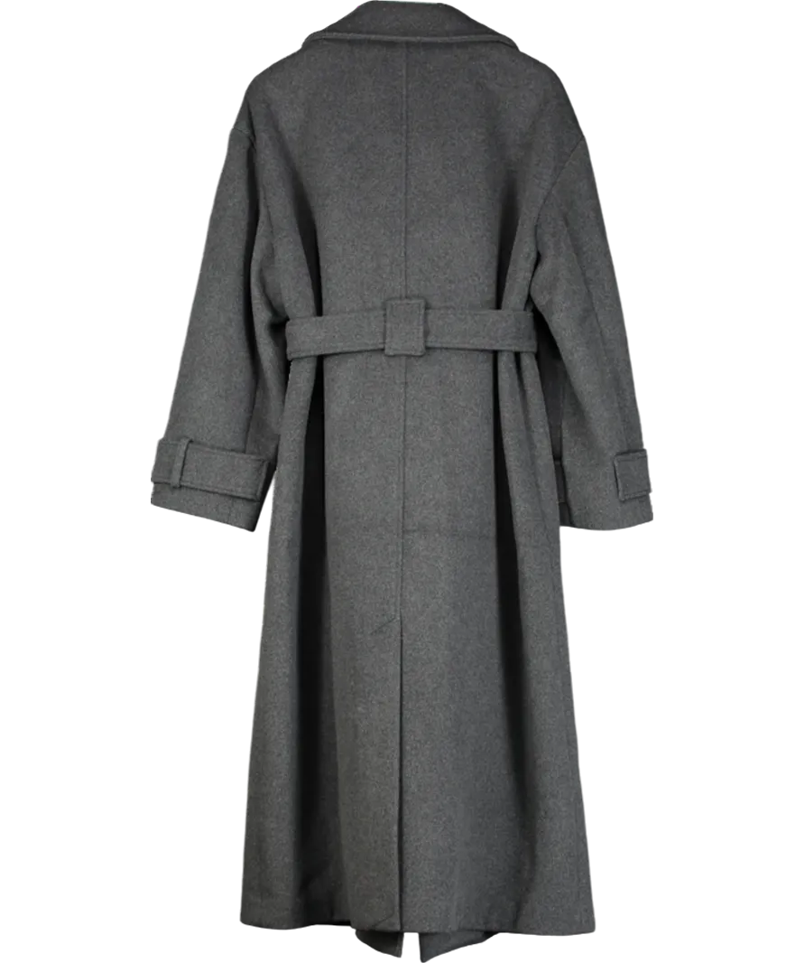 Aligne Grey Exaggerated Oversized Wrap Wool Coat UK 14