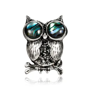 Alloy natural shell animal owl brooch, fashionable accessory, holiday brooch, perfect gift for women