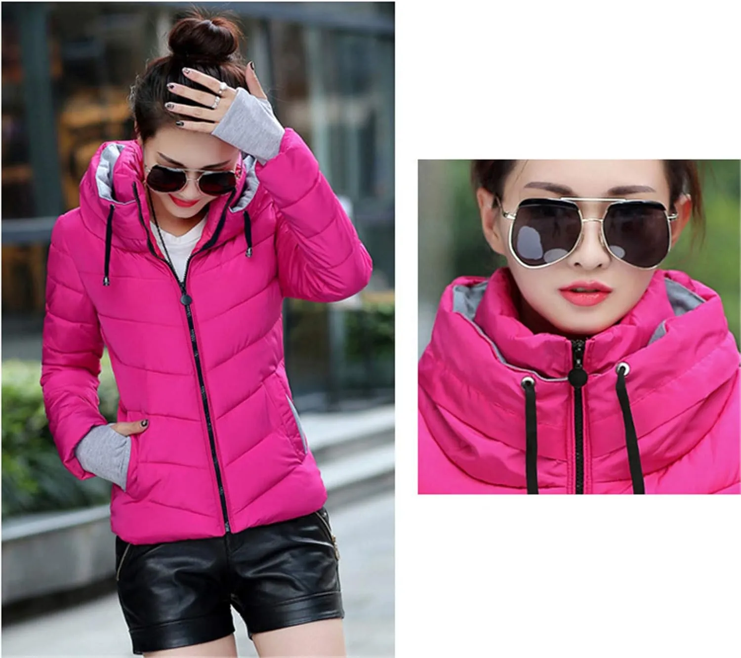 Andongnywell Womem's Stand Collar Packable Short Down Jackets Winter Downs Padded Overcoats Outwears