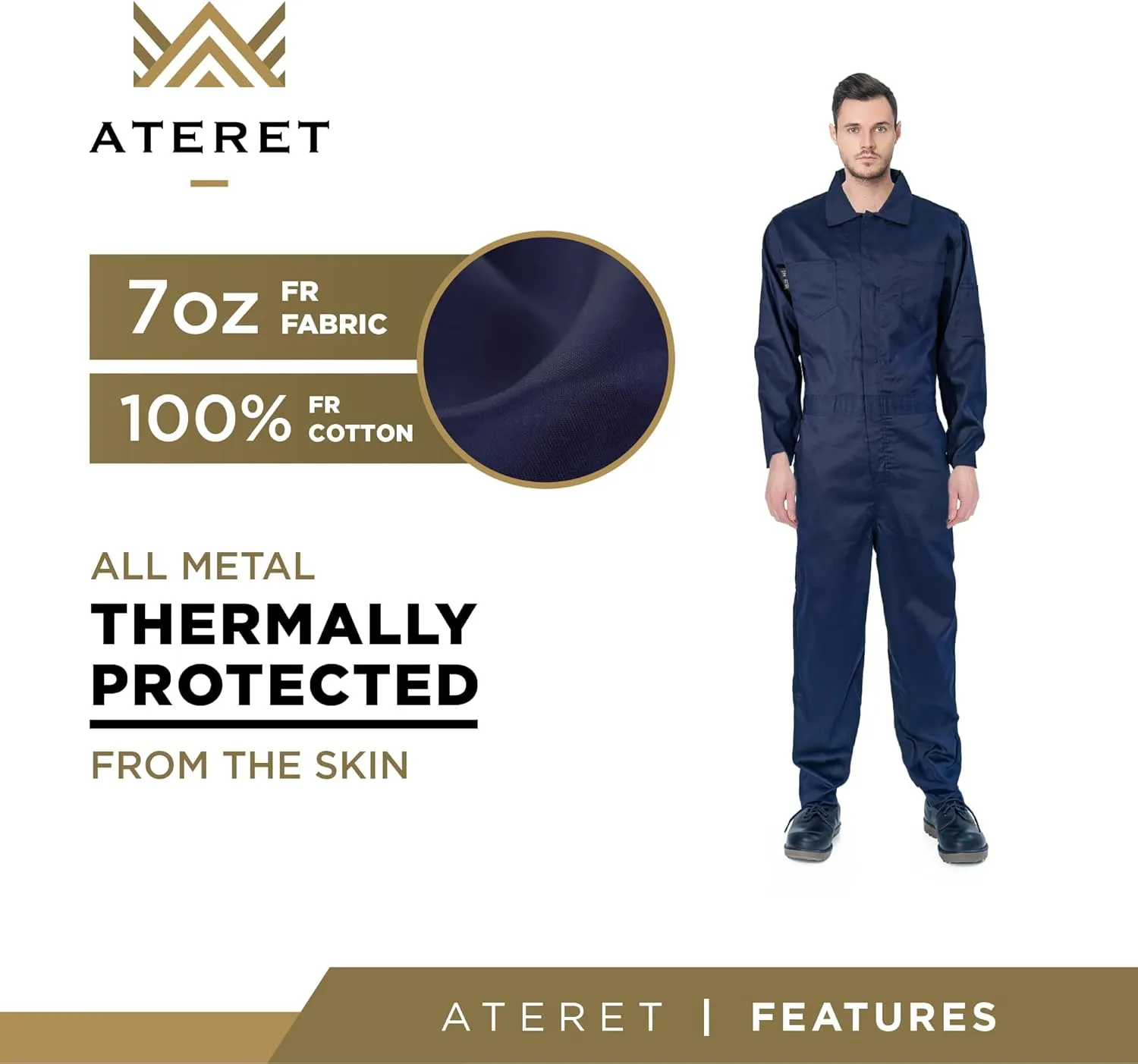 ATERET I Flame Resistant FR Coverall, Lightweight 7 ounce 100% cotton FR treated