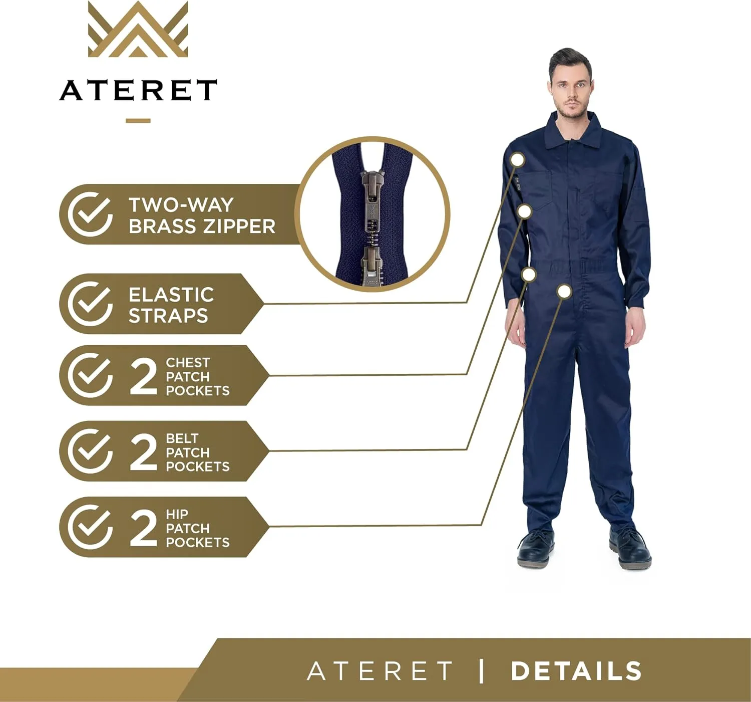 ATERET I Flame Resistant FR Coverall, Lightweight 7 ounce 100% cotton FR treated