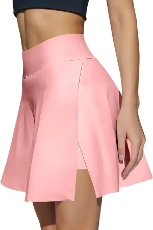 Athletic Skorts for Women Short Tennis Skirt with Shorts Underneath High Waisted Slit Mini Golf Skirts Pickleball Outfits