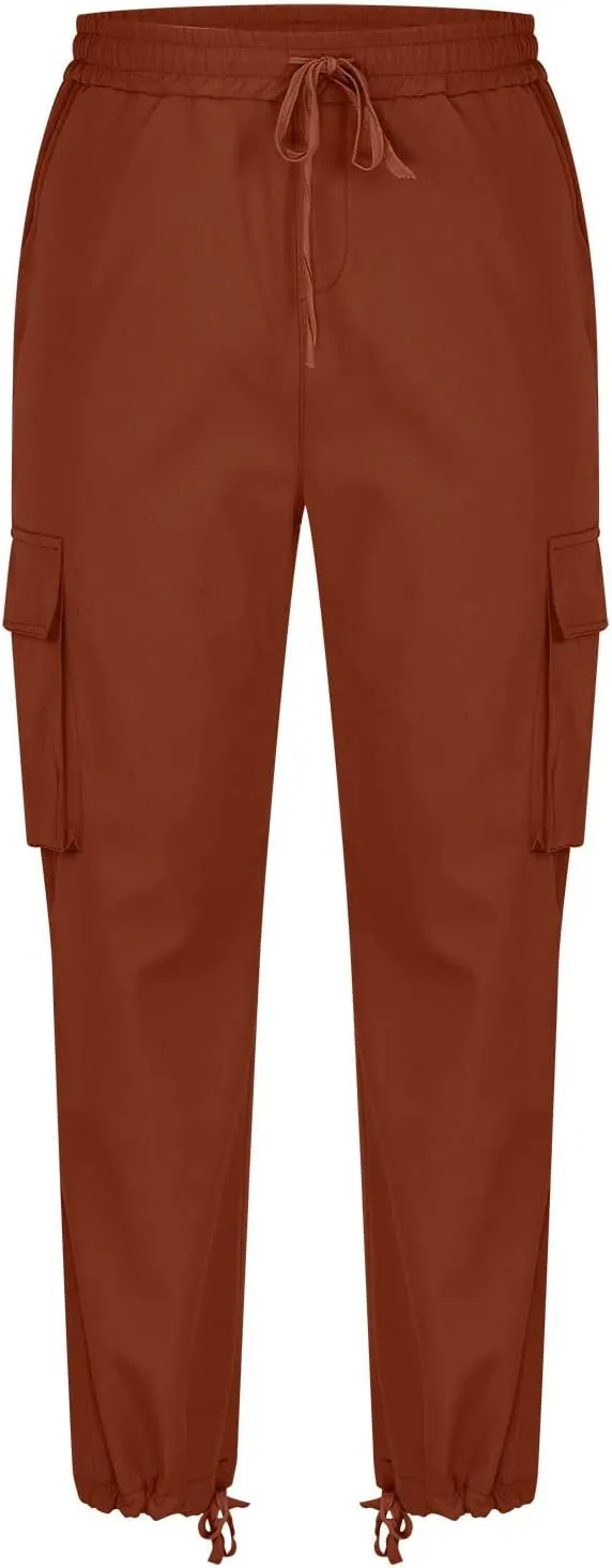 Baggy Cargo Pants Men Streetwear Drawstring Loose Wide Leg Work Pants Outdoor Fitness Straight Jogging Pants