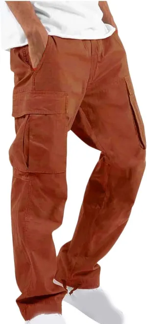 Baggy Cargo Pants Men Streetwear Drawstring Loose Wide Leg Work Pants Outdoor Fitness Straight Jogging Pants