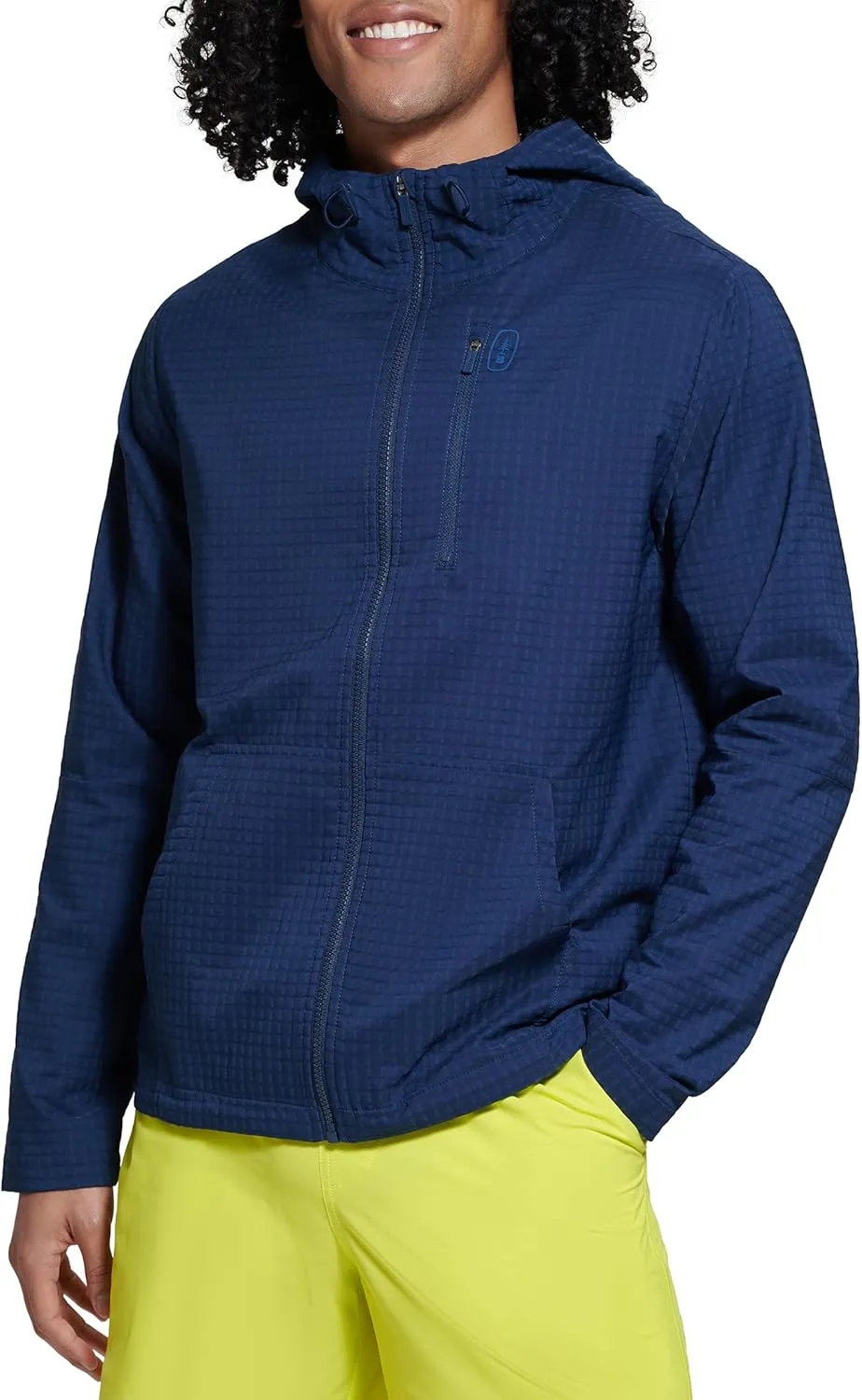 BASS OUTDOOR Mens Zip-Front Windbreaker Jacket with Drawstring Hood