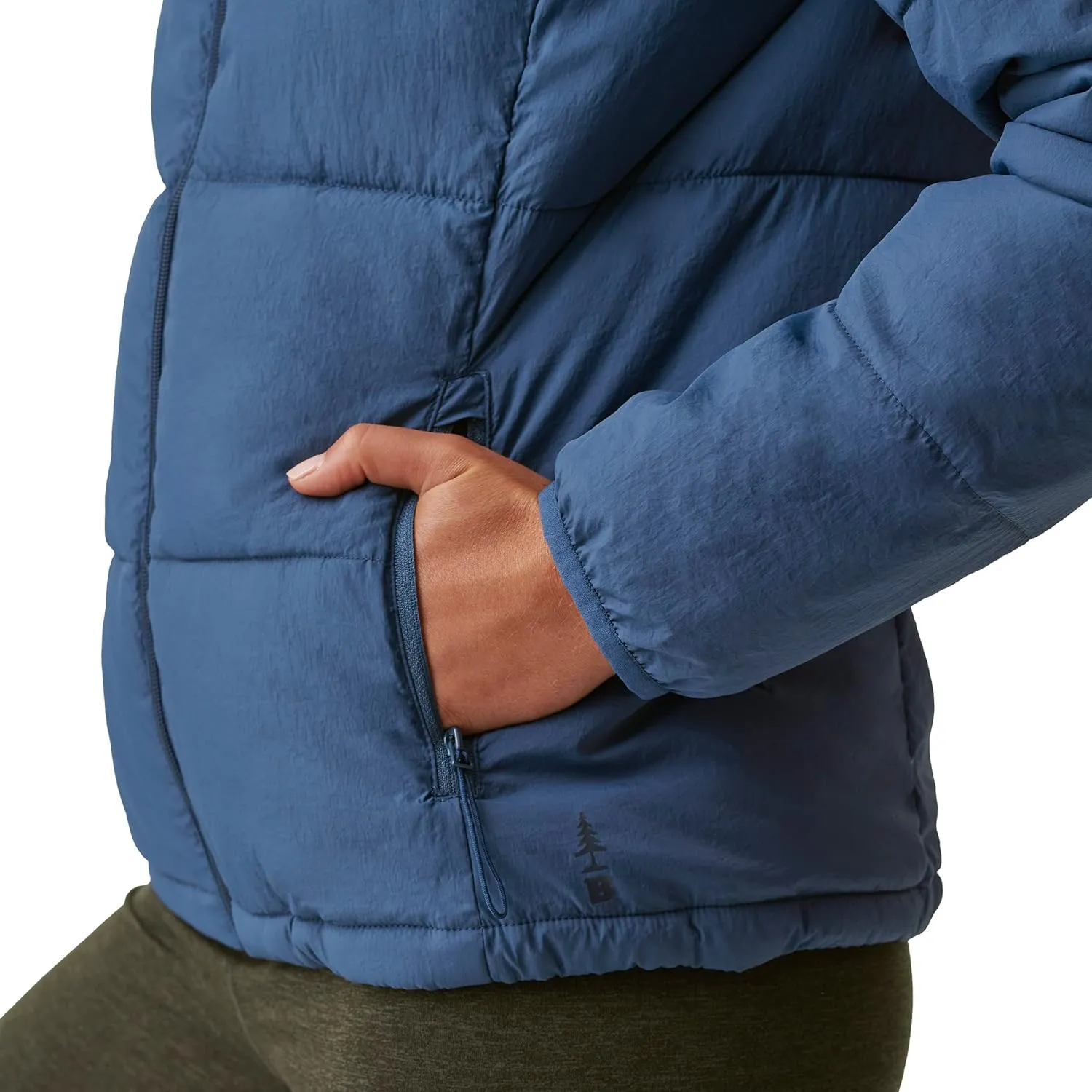 BASS OUTDOOR Womens Puffer Jacket with Stand Collar and Zip Pockets