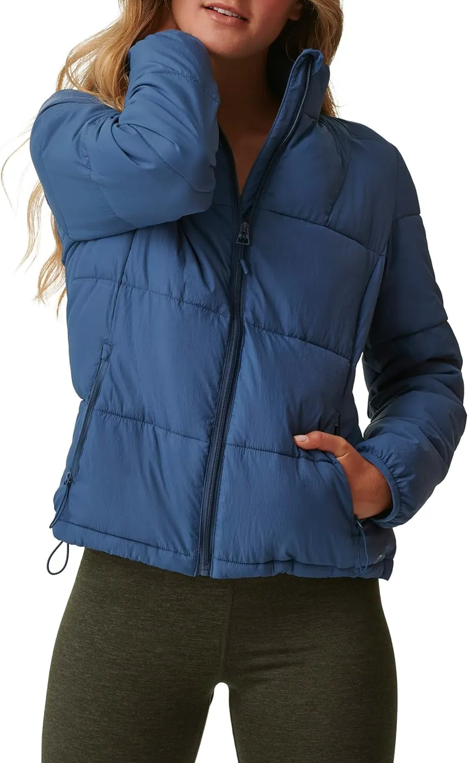 BASS OUTDOOR Womens Puffer Jacket with Stand Collar and Zip Pockets