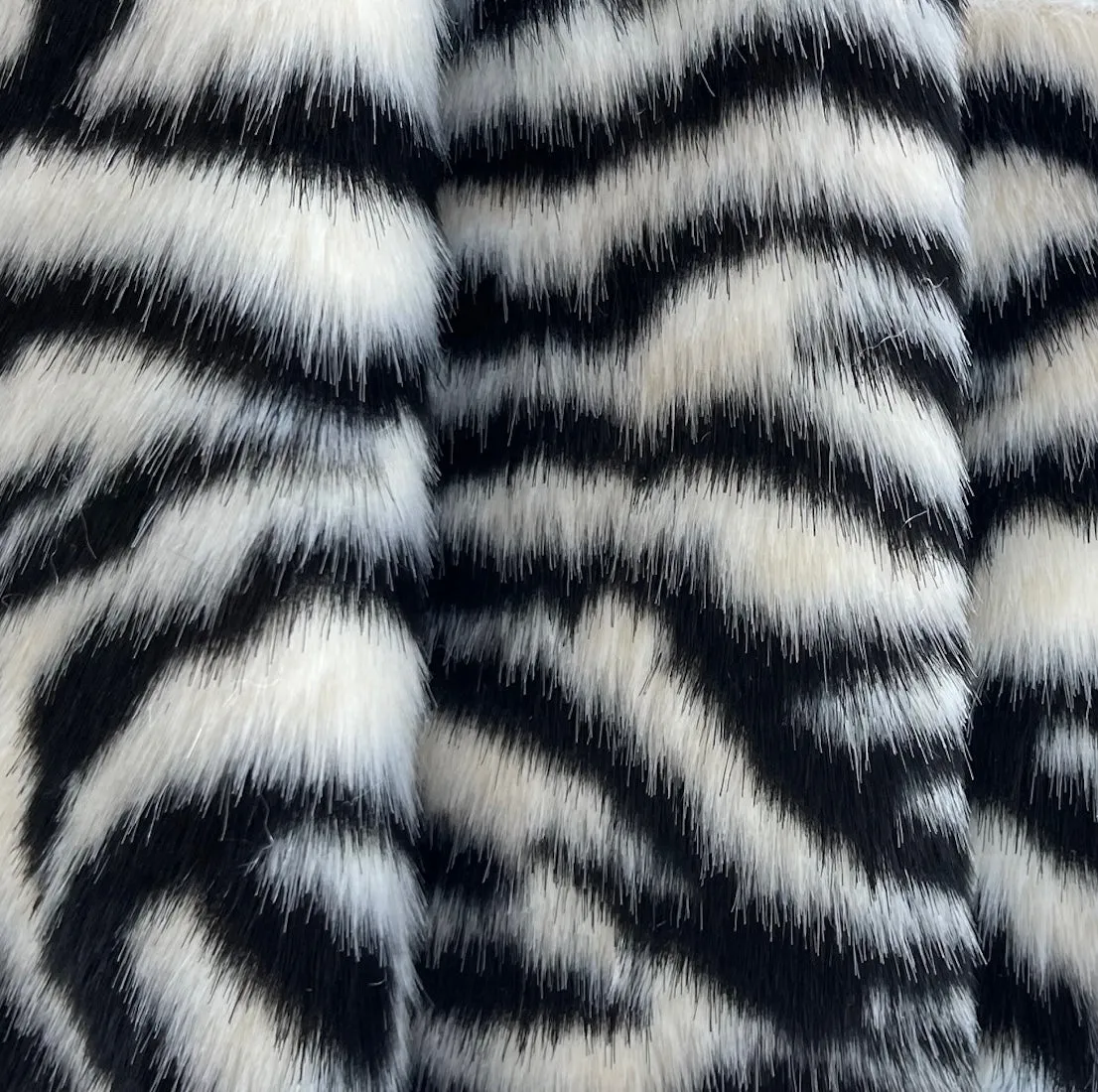 Bengal Black & White Tiger Polyester Faux Fur