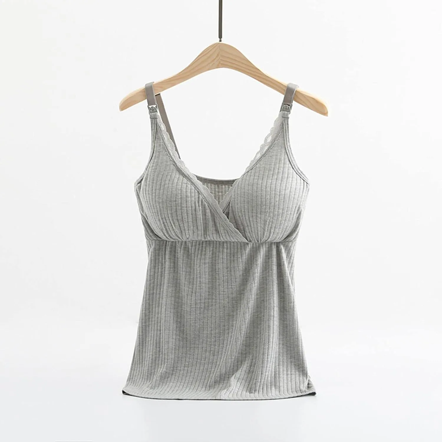 Binmer Nursing Cami Tank Tops for Breastfeeding Women with Built in Bra Sleeveless V Neck Camisole Soft Comfy Pregnant Shirts