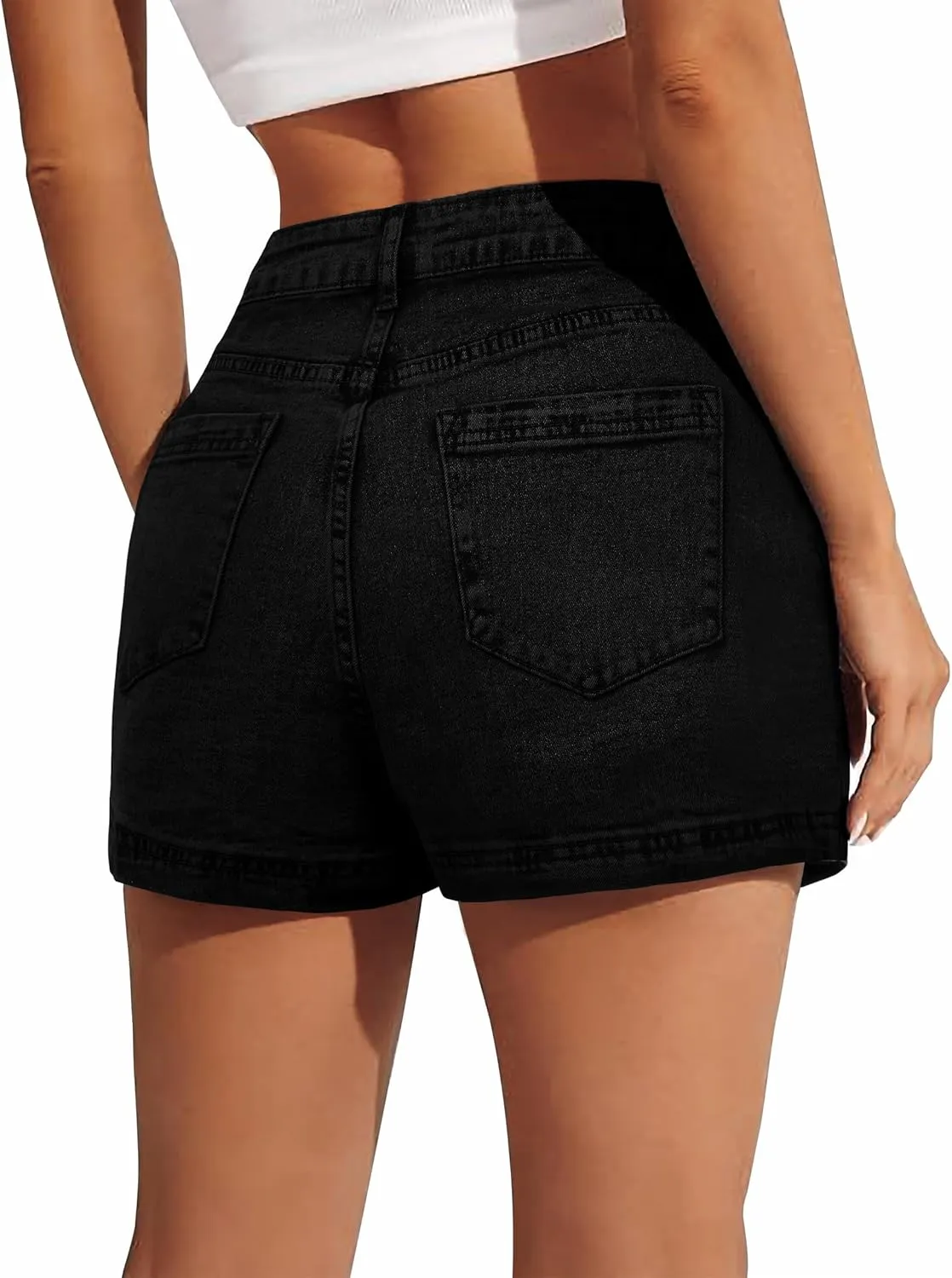 BISUAL Denim Skort for Women High Waist Ripped Mini Denim Skirt Casual Distressed Stretch Women Jean Skirt