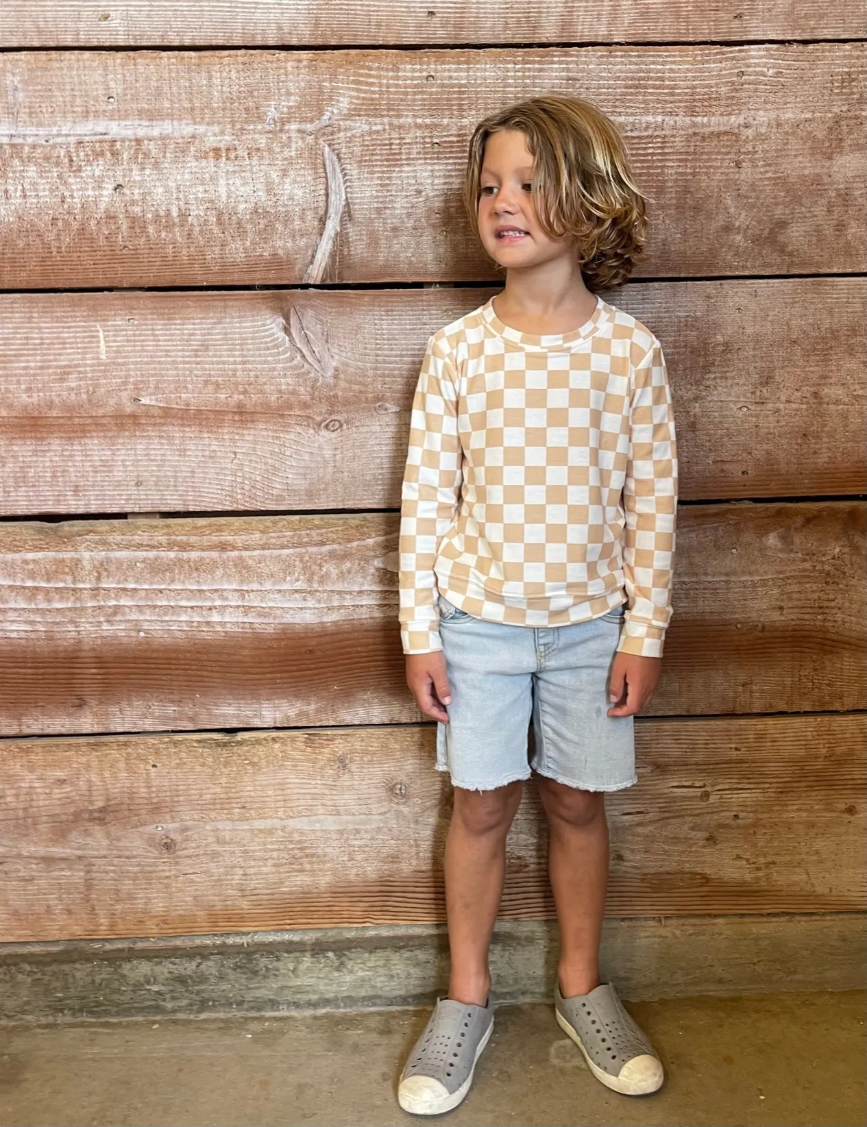 Brokedown Tan Checkered Sweatshirt
