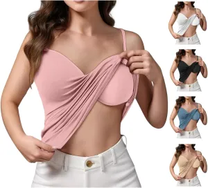 Built In Bra Camisoles for Women Spaghetti Strap V Neck Tank Tops Summer Workout Sexy Padded Basic Sleeveless Shirts