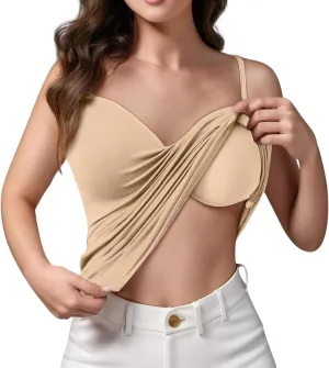 Built In Bra Camisoles for Women Spaghetti Strap V Neck Tank Tops Summer Workout Sexy Padded Basic Sleeveless Shirts