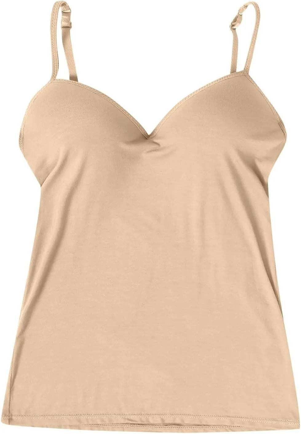 Built In Bra Camisoles for Women Spaghetti Strap V Neck Tank Tops Summer Workout Sexy Padded Basic Sleeveless Shirts
