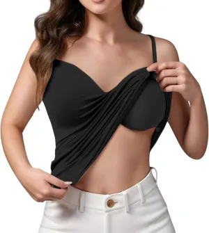 Built In Bra Camisoles for Women Spaghetti Strap V Neck Tank Tops Summer Workout Sexy Padded Basic Sleeveless Shirts