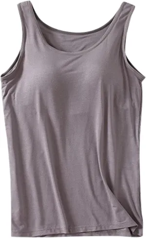 Built in Bra Tank Tops for Women Summer Adjustable Spaghetti Strap Camisole Tops