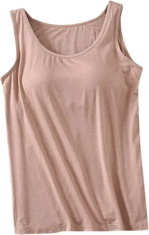 Built in Bra Tank Tops for Women Summer Adjustable Spaghetti Strap Camisole Tops