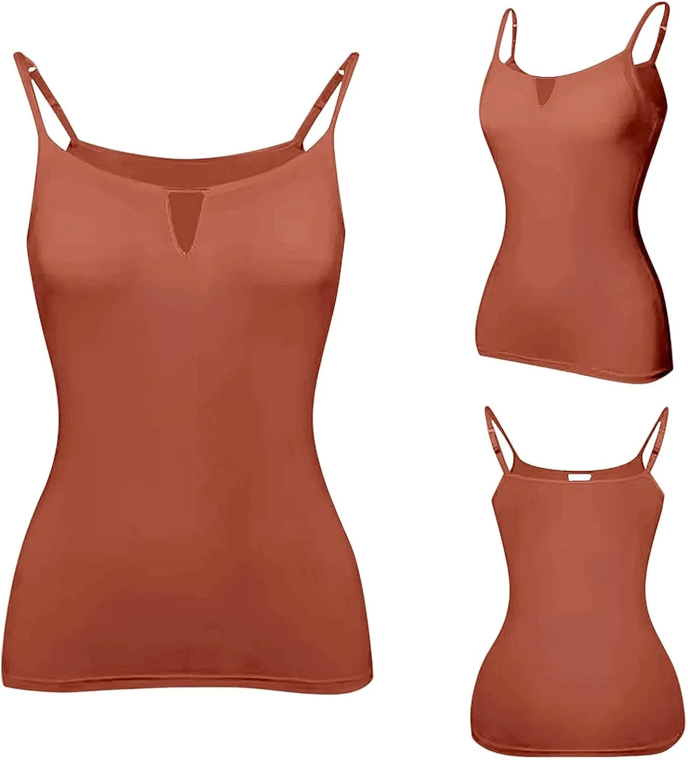 Built in Bra Tank Tops for Women Summer Plus Size Sleeveless Spaghetti Strap Camisole Padded Workout Yoga Cami Tops