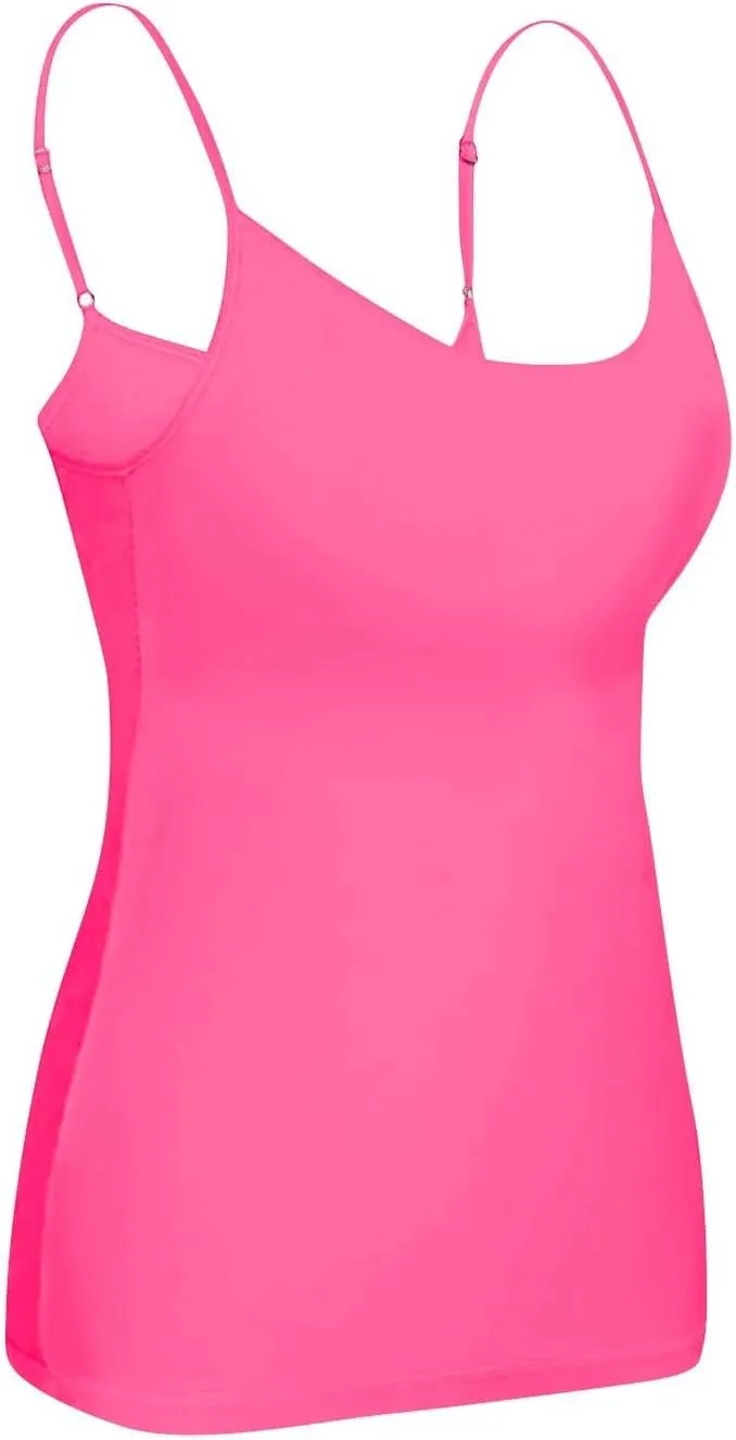 Camisole Tops for Women Built in Bra Basic Undershirts Adjustable Spaghetti Strap Tank Tops Summer Cami Shirt