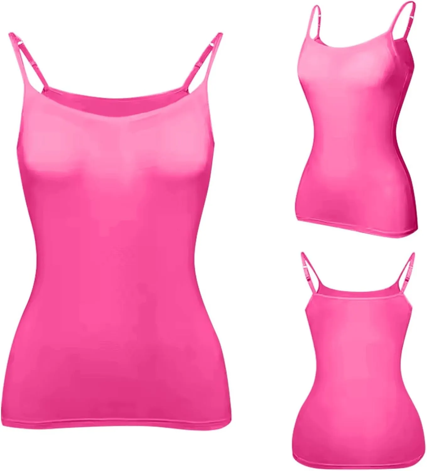 Camisole Tops for Women Built in Bra Basic Undershirts Adjustable Spaghetti Strap Tank Tops Summer Cami Shirt