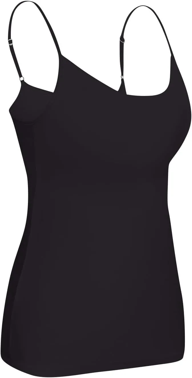 Camisole Tops for Women Built in Bra Basic Undershirts Adjustable Spaghetti Strap Tank Tops Summer Cami Shirt
