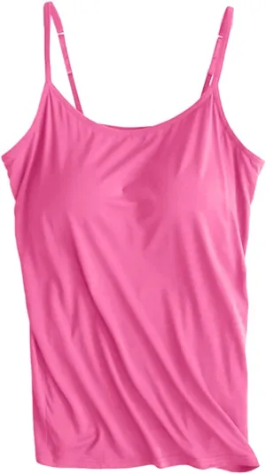 Camisole with Shelf Bra Women Tank Top with Shelf Bra Racerback Workout Yoga Tops Undershirt Basic Cami Tanks