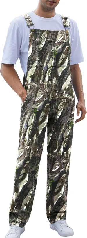 Camo Bibs Overalls for Men Adjustable Straps Work Utility Coveralls Camouflage Jumpsuit