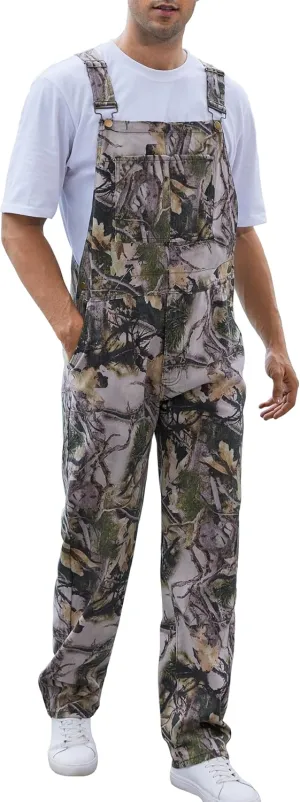 Camo Bibs Overalls for Men Adjustable Straps Work Utility Coveralls Camouflage Jumpsuit