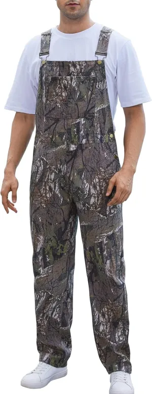 Camo Bibs Overalls for Men Adjustable Straps Work Utility Coveralls Camouflage Jumpsuit
