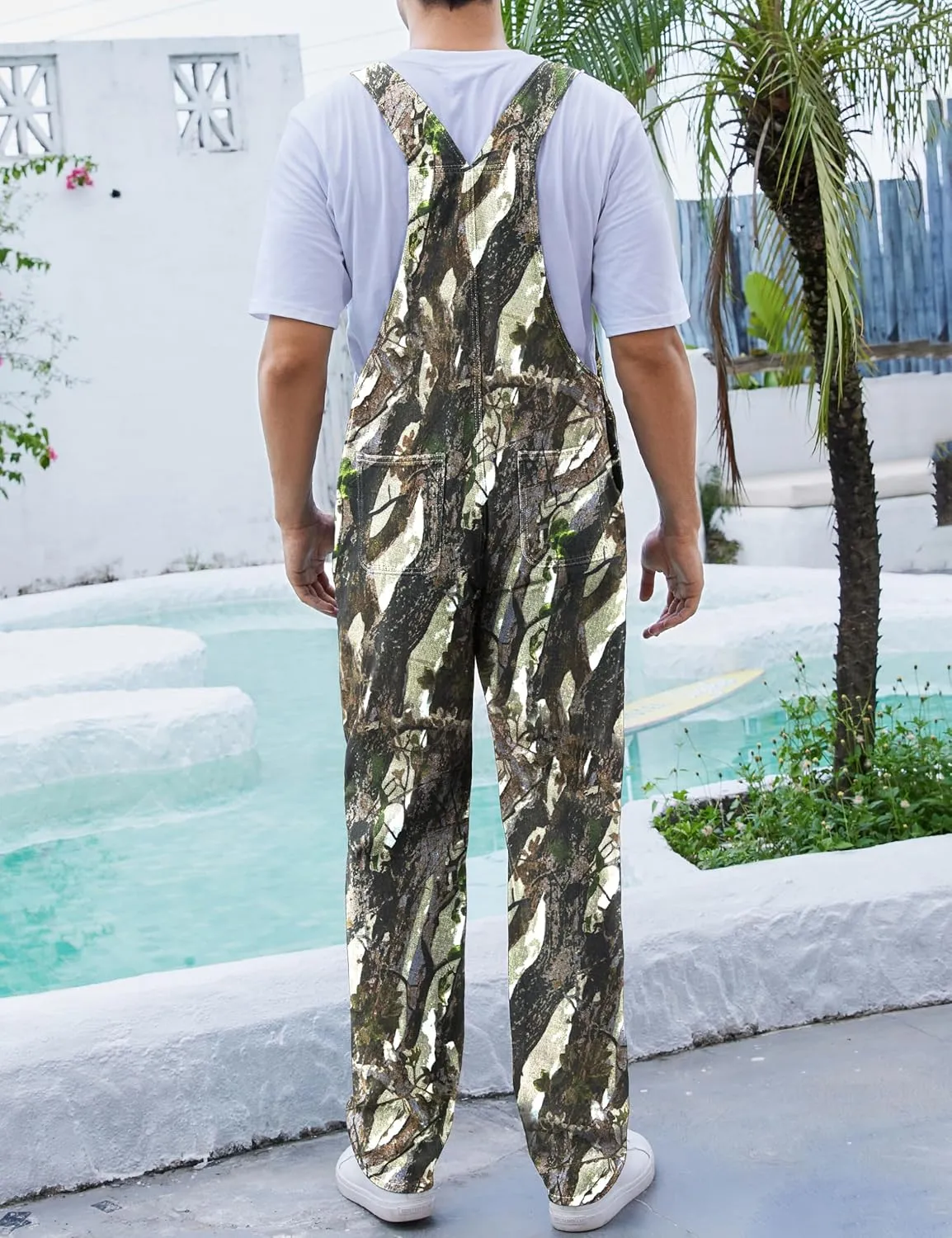 Camo Bibs Overalls for Men Adjustable Straps Work Utility Coveralls Camouflage Jumpsuit
