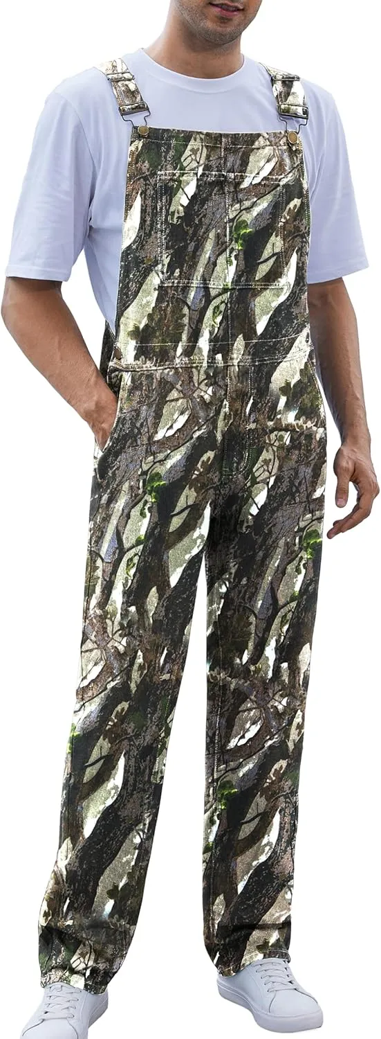 Camo Bibs Overalls for Men Adjustable Straps Work Utility Coveralls Camouflage Jumpsuit