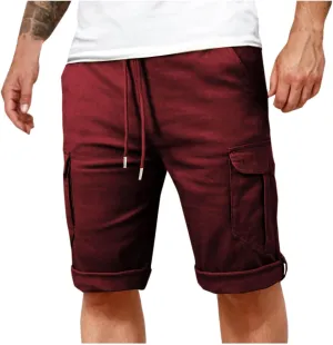 Cargo Pants for Men Joggers Slim Fit Drawstring Pockets Workout Cropped Pants Plain Distressed Fishing Work Pants