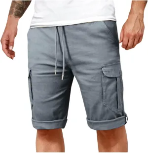 Cargo Pants for Men Joggers Slim Fit Drawstring Pockets Workout Cropped Pants Plain Distressed Fishing Work Pants
