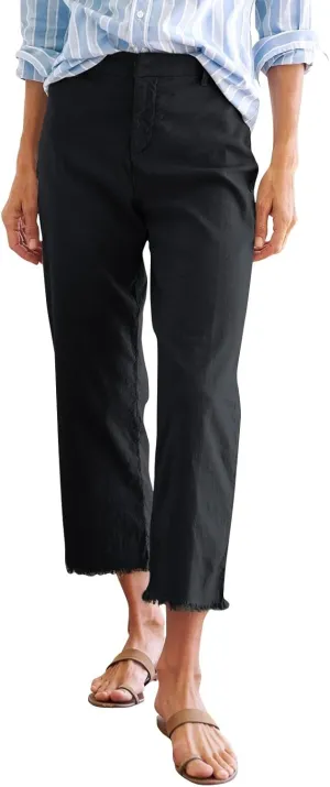 Cargo Pants Women Button Loose Summer Capri Pants for Women Stretch Petite Short Womens Capris Linen Cotton