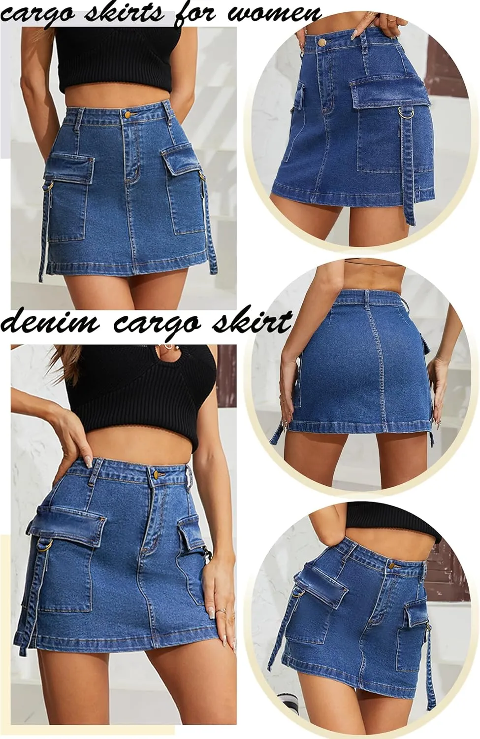 Cargo Skirt Jean Skirt Mini Skirt y2k Jean Skirt for Women Skirt Mini Skirt Casual Low Denim Skirt