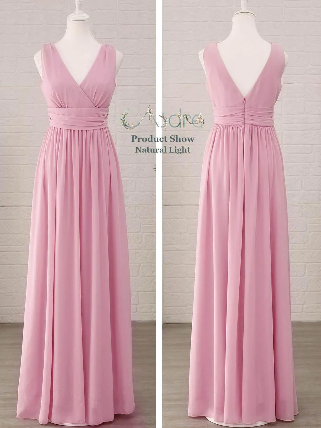 CASDRE Women's V Neck Sleeveless Maxi Dress Long Split Prom Gowns High Waist A-line Evening Party Dresses