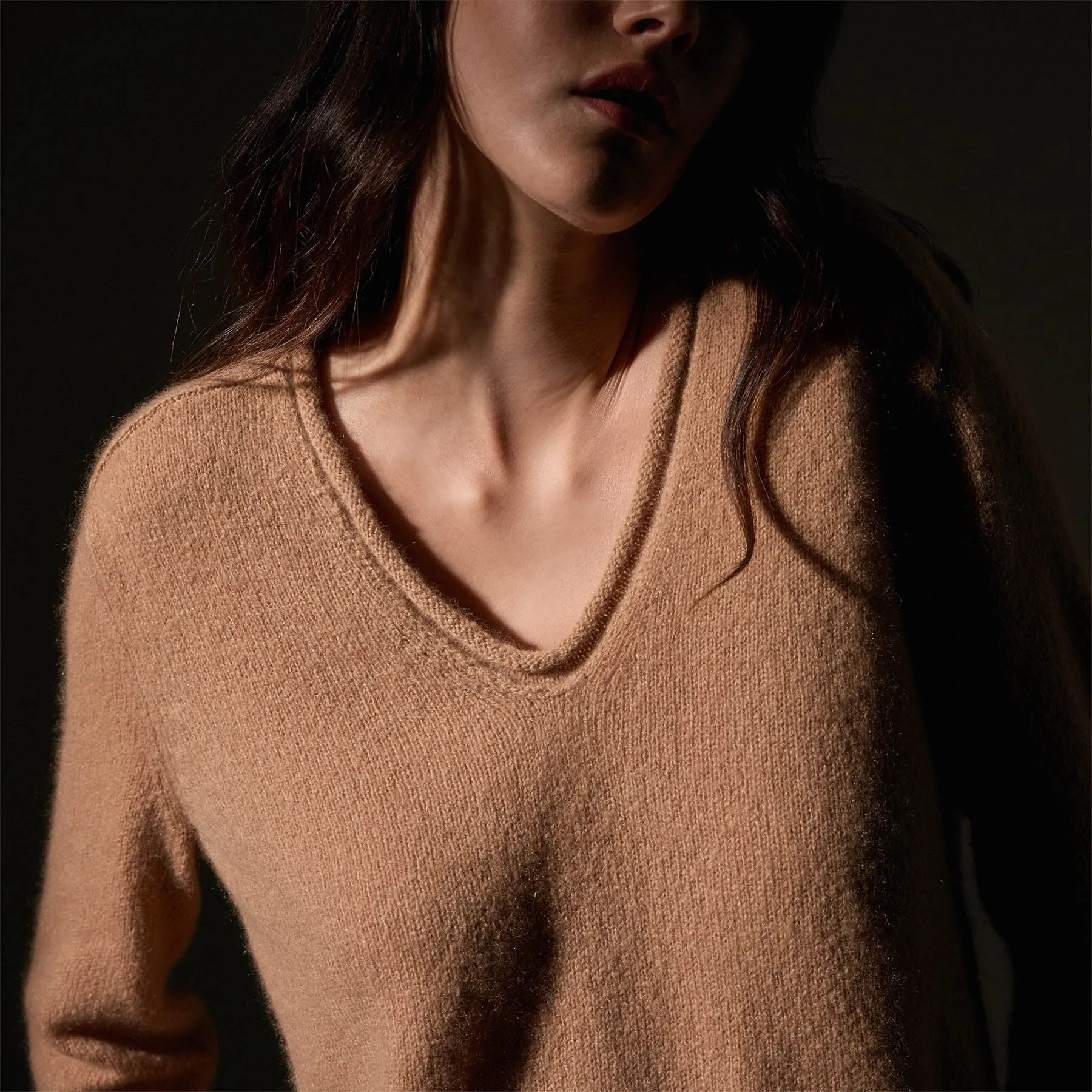 Cashmere Soft V Sweater - Camel