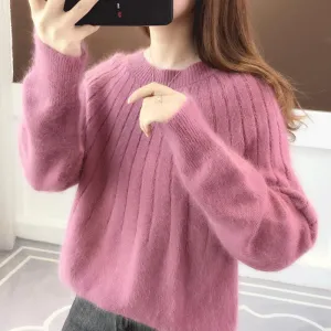Cashmere Solid Color Fluffy Knitting Sweater