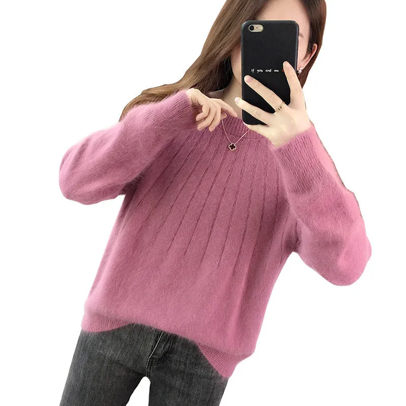Cashmere Solid Color Fluffy Knitting Sweater
