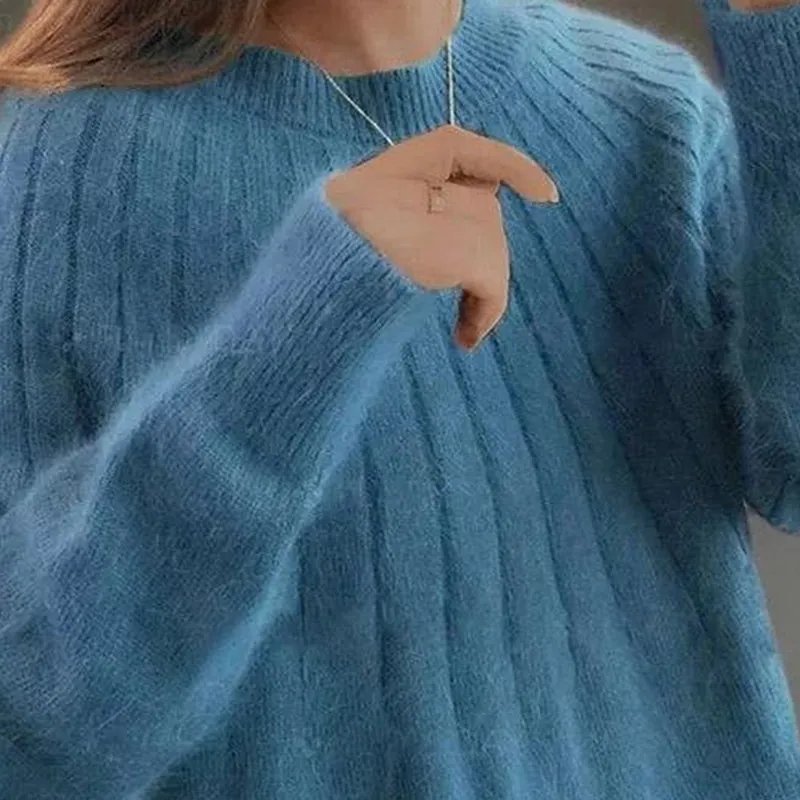 Cashmere Solid Color Fluffy Knitting Sweater